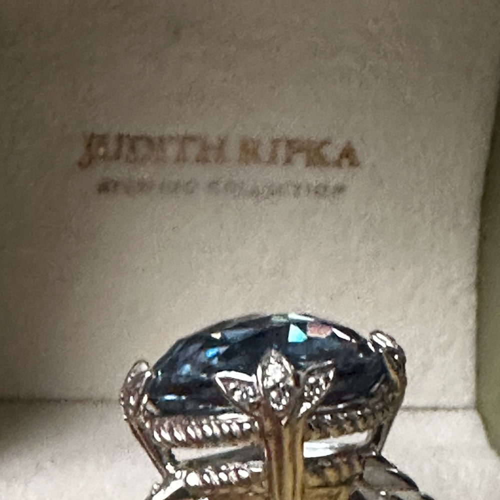 Judith Ripka Blue Crystal Sterling statement ring size 11 - Picture 4 of 7